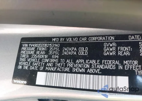 2011 Volvo Xc60 T6/T6 R-Design from USA, damaged, VIN YV4902DZ0B2153140